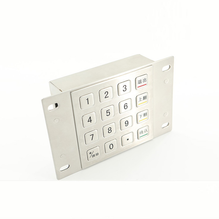 EPP cifrado de acero inoxidable Pin Pad del metal de la prenda impermeable IP65 16 llaves para el quiosco del pago