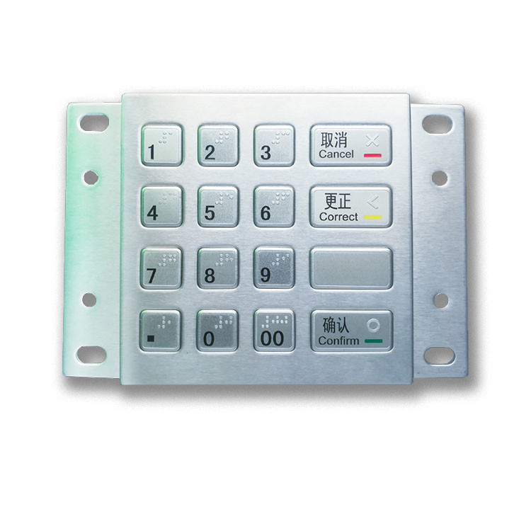 El DES 3DES del quiosco del pago del cajero automático cifró a EPP Pin Pad With del metal 16 llaves USB de Braille
