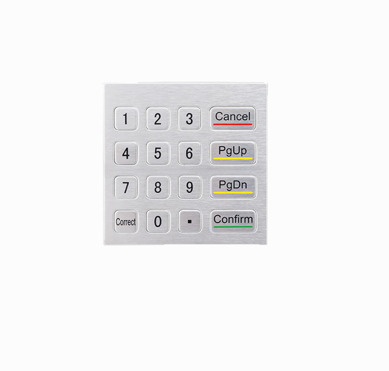 Quiosco de autoservicio robusto teclado numérico de metal de 16 teclas a prueba de agua para ambientes hostiles