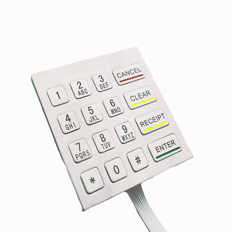 Quiosco de autoservicio robusto teclado numérico de metal de 16 teclas a prueba de agua para ambientes hostiles