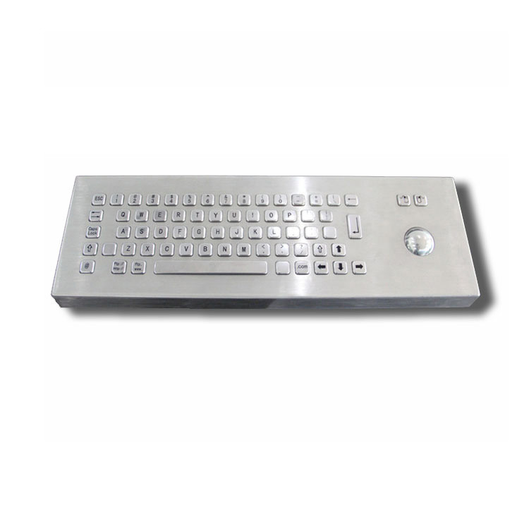 65 teclas escritorio IK07 IP65 teclado industrial de acero inoxidable con bola de pista para quiosco de autoservicio
