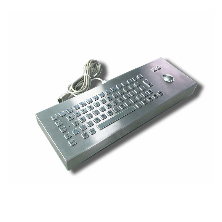 65 teclas escritorio IK07 IP65 teclado industrial de acero inoxidable con bola de pista para quiosco de autoservicio