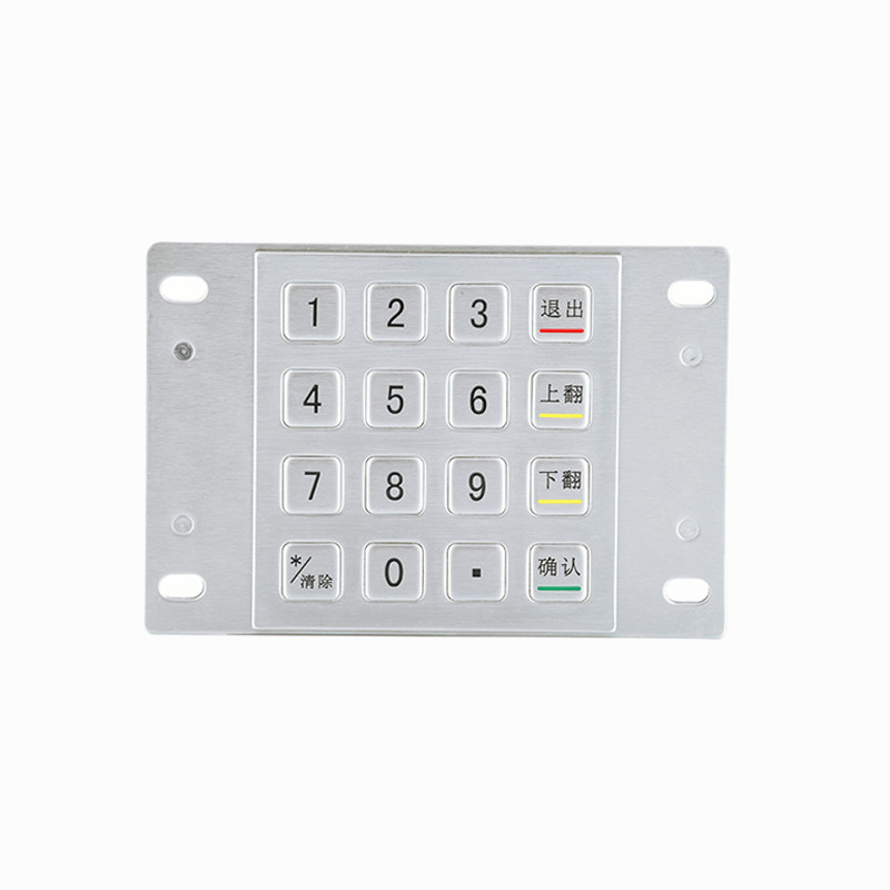 Impermeable 304 de acero inoxidable Pin Pad cifrado Quiosco de pago IP65 teclado metálico cifrado con 16 teclas