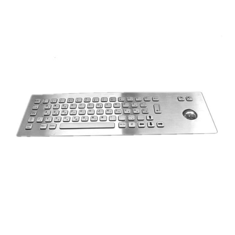 teclado industrial de acero inoxidable IP65 con dispositivo de entrada trackball para quiosco de autoservicio