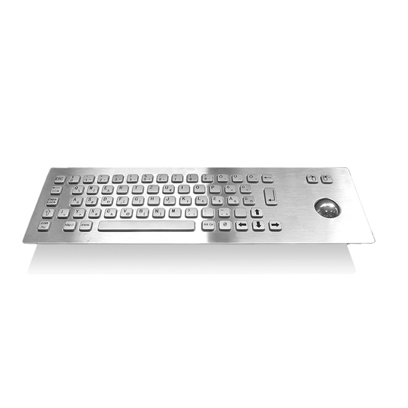teclado industrial de acero inoxidable IP65 con dispositivo de entrada trackball para quiosco de autoservicio