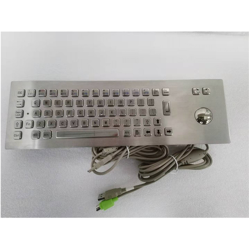 teclado industrial de acero inoxidable IP65 con dispositivo de entrada trackball para quiosco de autoservicio