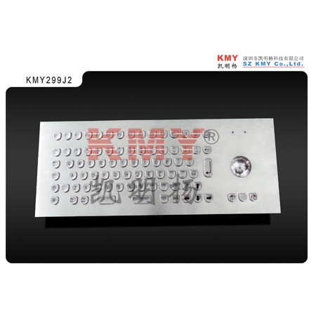La forma de U cierra el teclado a prueba de polvo de acero inoxidable del metal del quiosco de la señalización de Digitaces con el Trackball del metal
